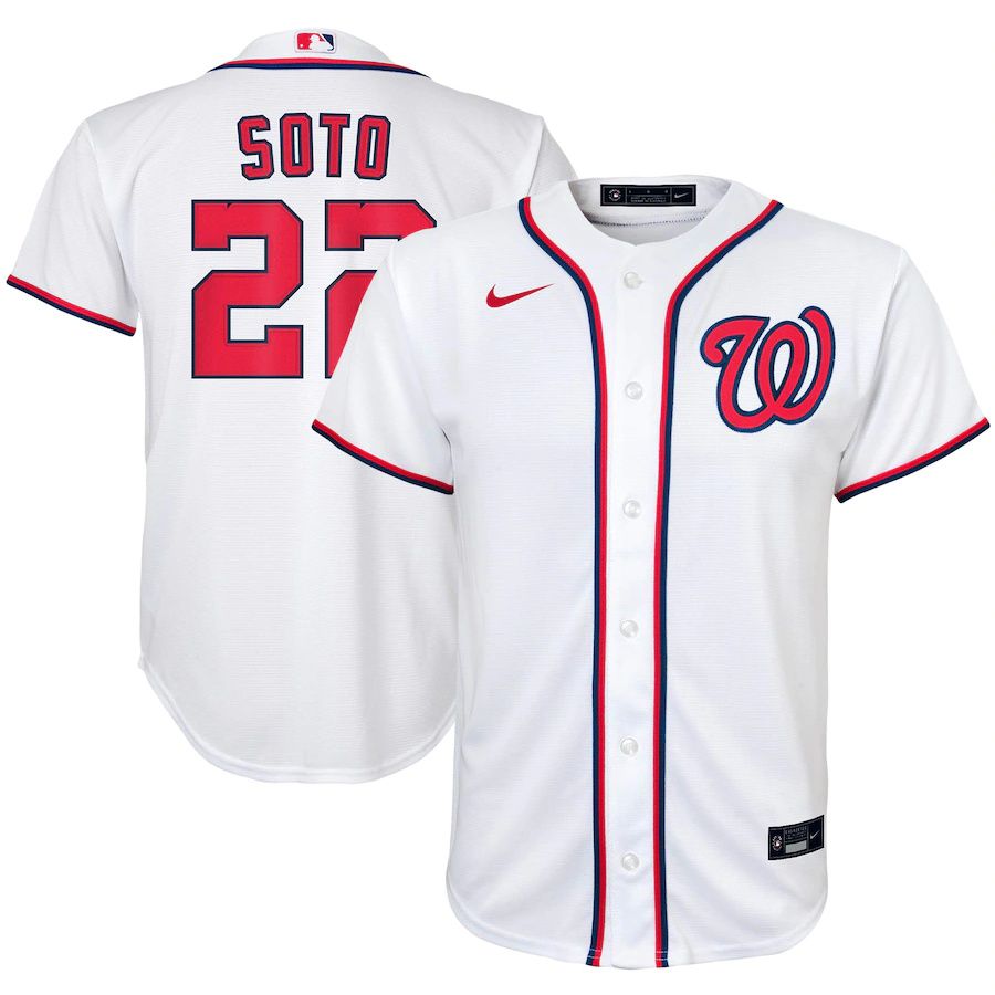 Youth Washington Nationals 22 Juan Soto Nike White Home Replica Player MLB Jerseys